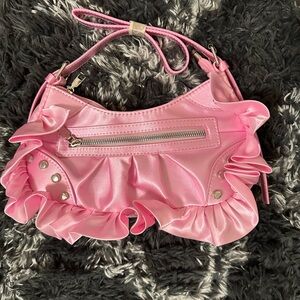Pink Ruffled Shoulder Bag